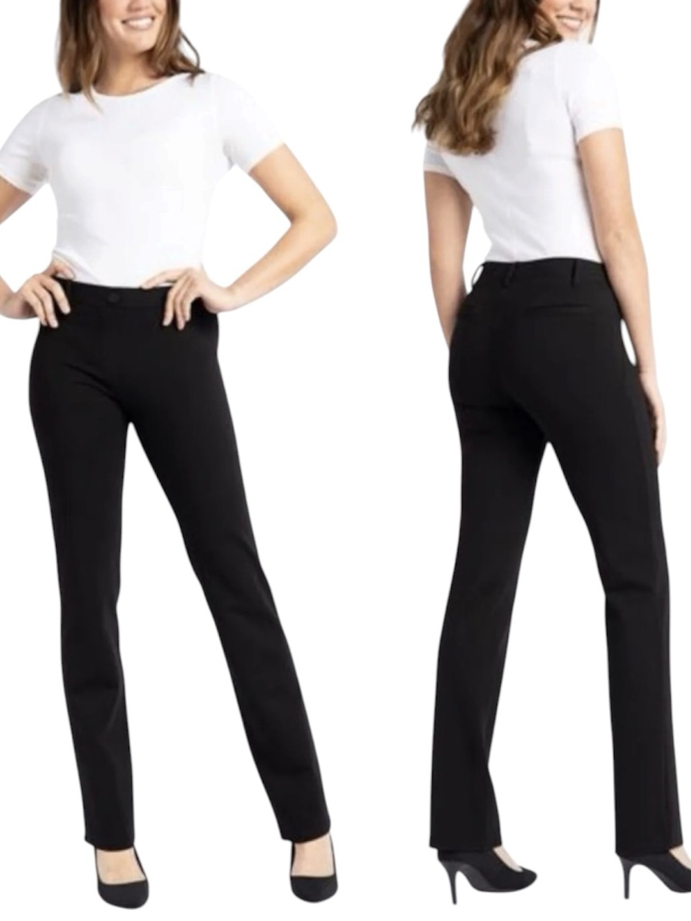 BETABRAND | Petite Straight Leg Black Pull On Dress Pants